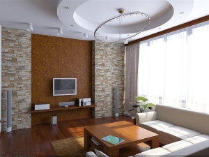 Superb Living Room Interior Design With Nice Wallpaper And